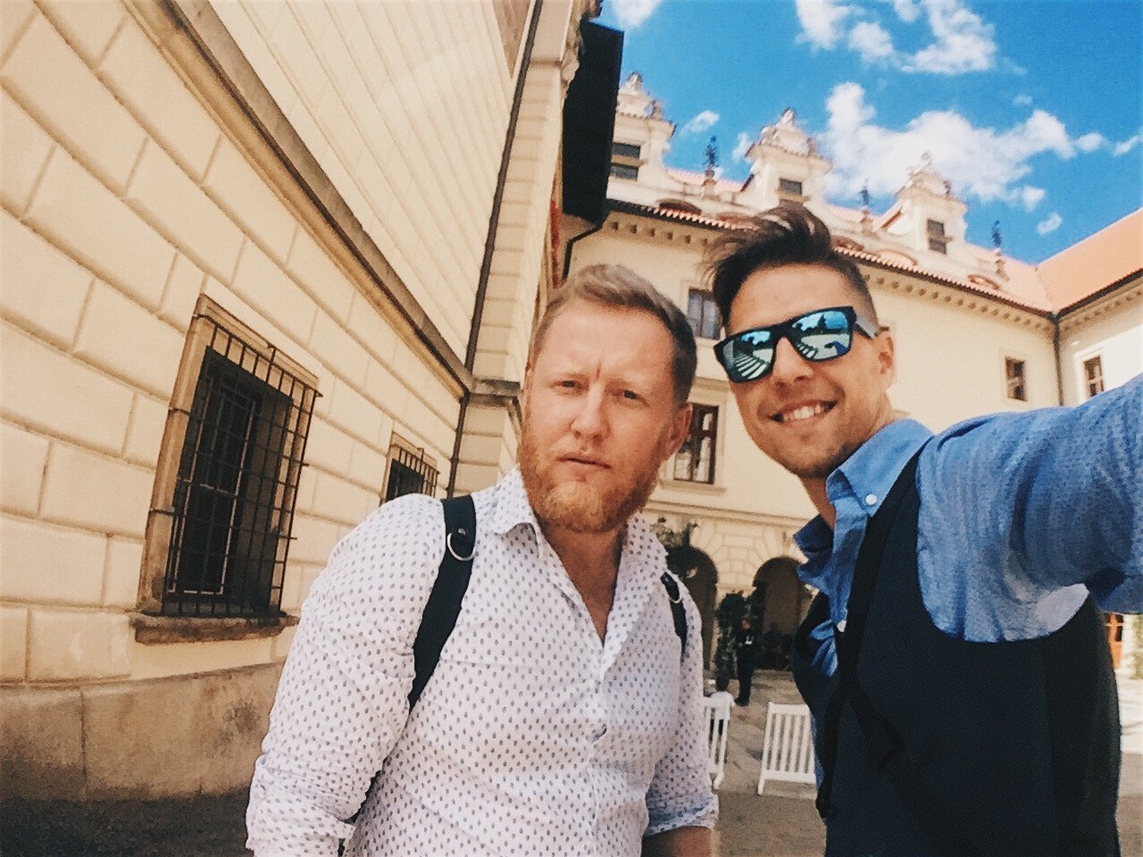 A candid selfie with a colleague in Prague